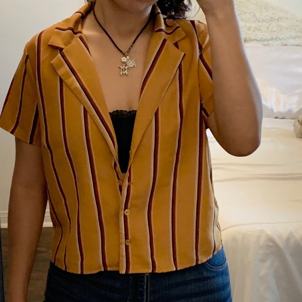 Forever 21 striped button down crop top